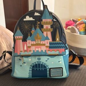 Loungefly Disney Castle Backpack - Blue, Pink, Gold *RARE*